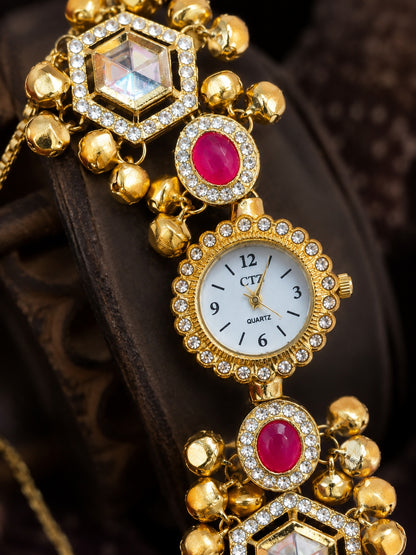 New Kashmiri Boho Jewelry Watch - Women Vintage Gold Plated Tassel Bracelet | Ethnic Party Style | Stylish Accessory&nbsp;