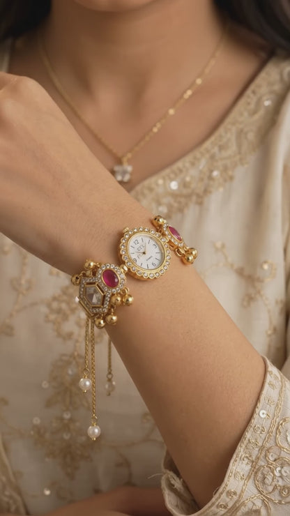 New Kashmiri Boho Jewelry Watch - Women Vintage Gold Plated Tassel Bracelet | Ethnic Party Style | Stylish Accessory&nbsp;